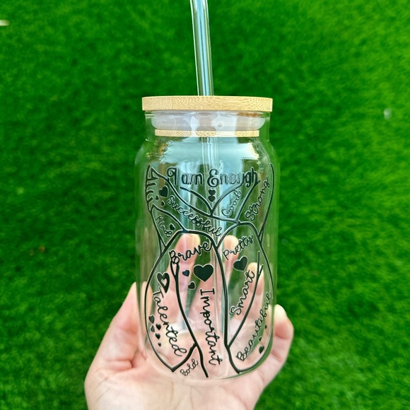 I Am enough, custom glass cup - Picture 1 of 4